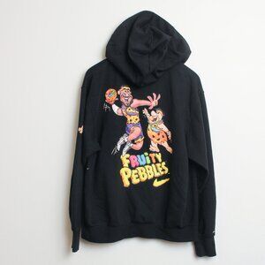 Nike Lebron x Fruity Pebbles Hoodie Mens Large Black Pullover w/ Bleach Spots